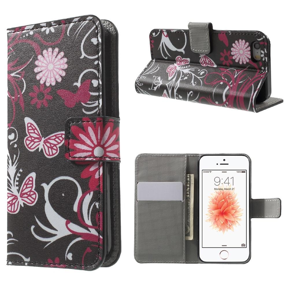 Plånboksfodral Apple iPhone SE/5S/5 svart fjäril