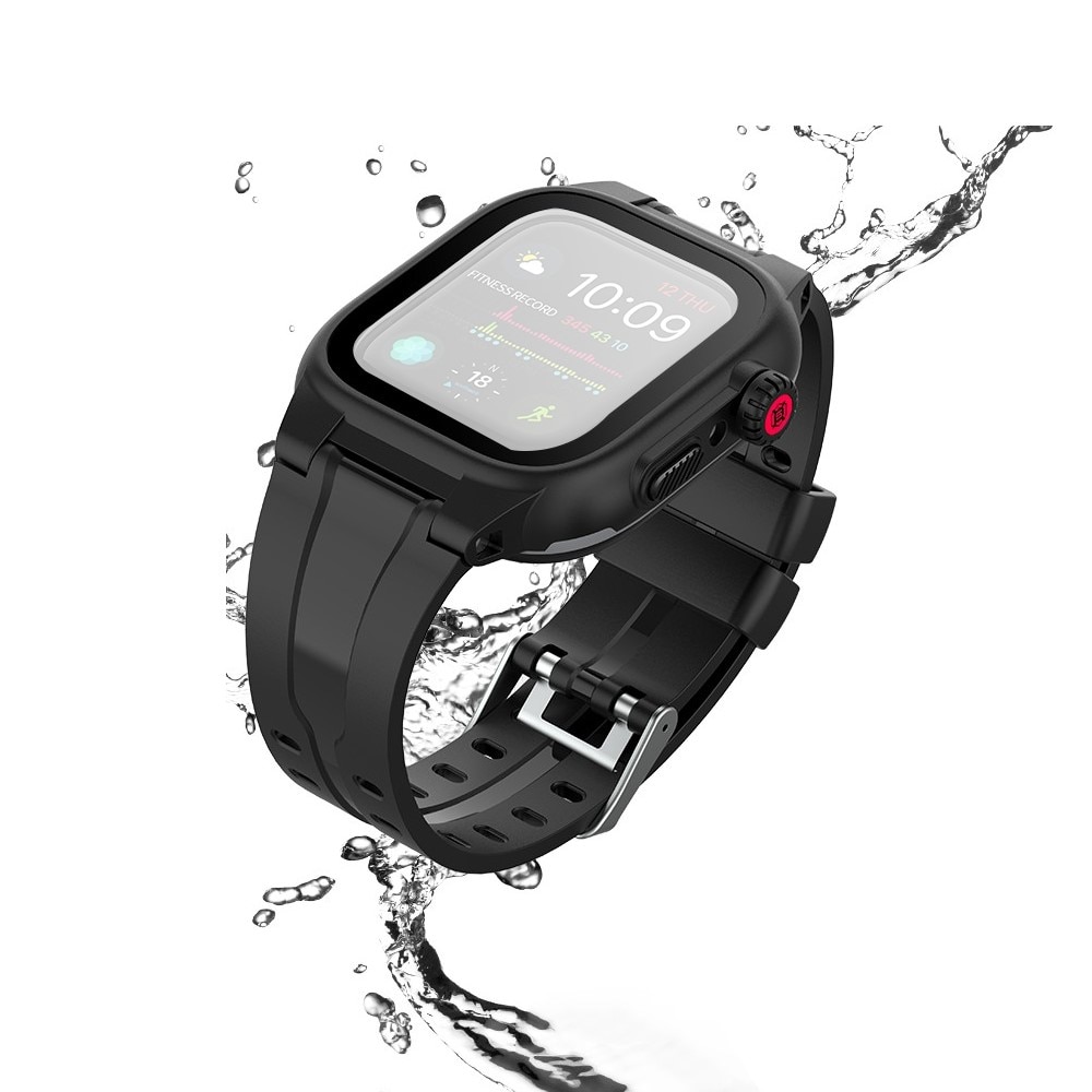 Vattentätt Skal + Silikonarmband Apple Watch 44mm svart