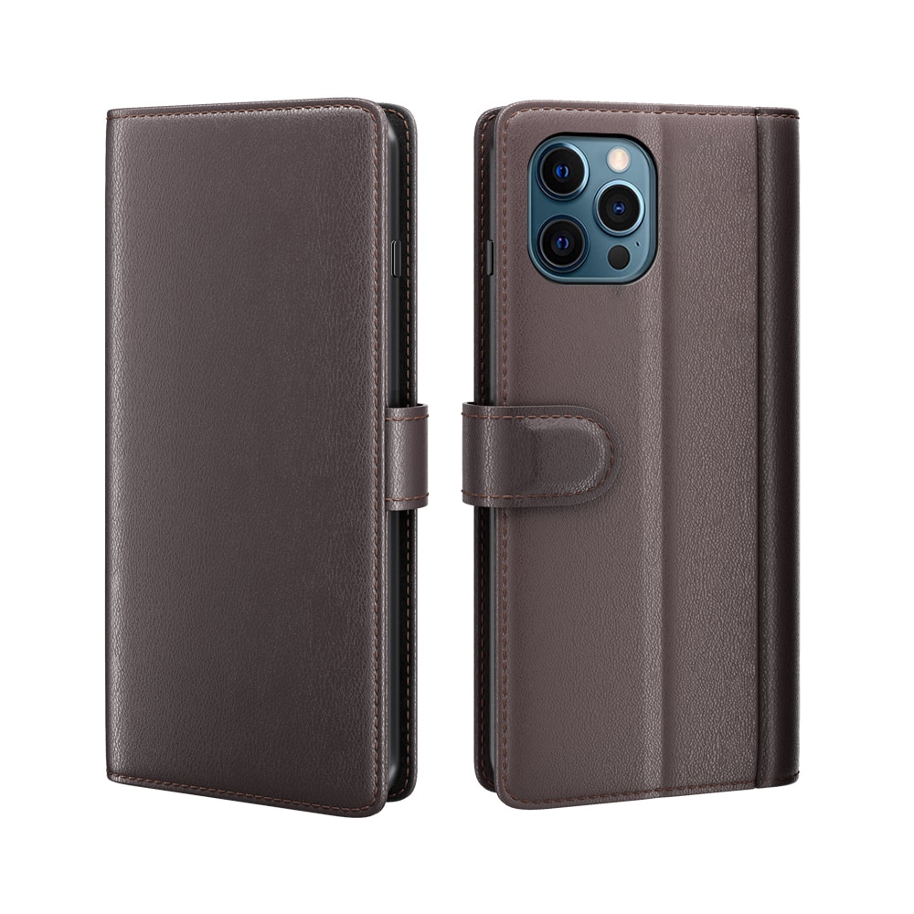 Äkta Läderfodral iPhone 12 Pro Max Brun