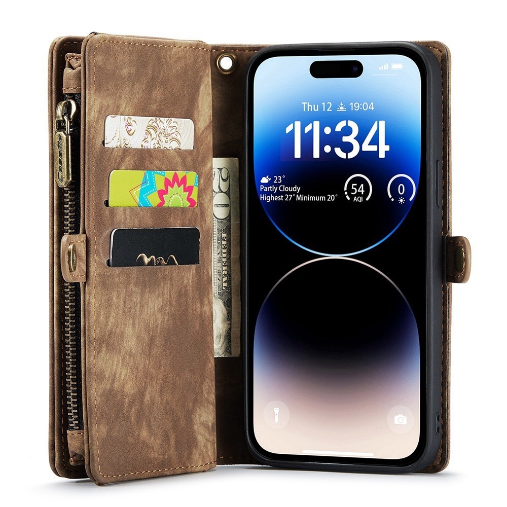 Multi-slot Plånboksfodral iPhone 12/12 Pro brun