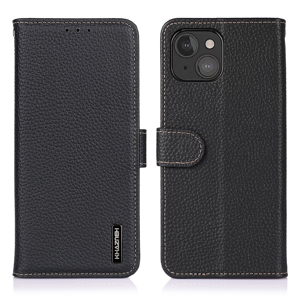 Khazneh Real Leather Wallet iPhone 13 Mini Black