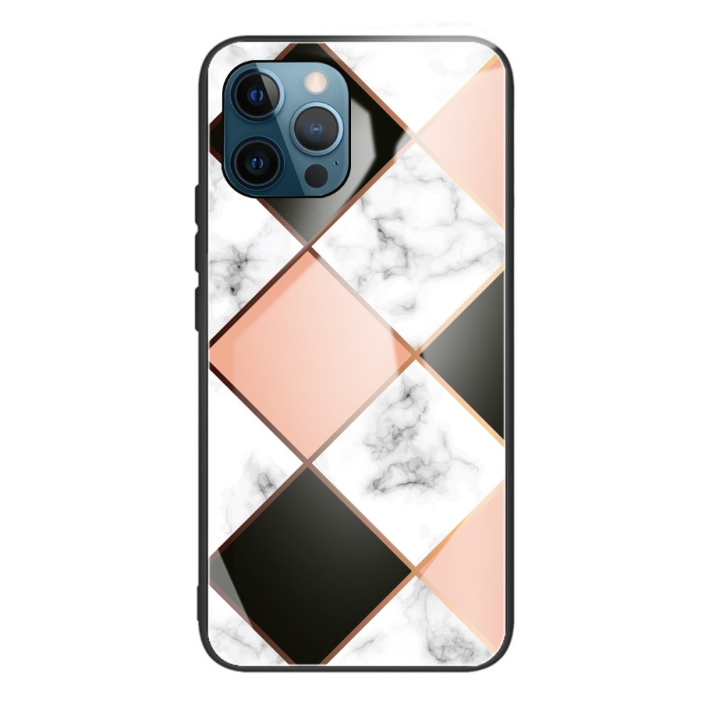 Skal härdat glas iPhone 13 Pro geometrisk marmor rosa