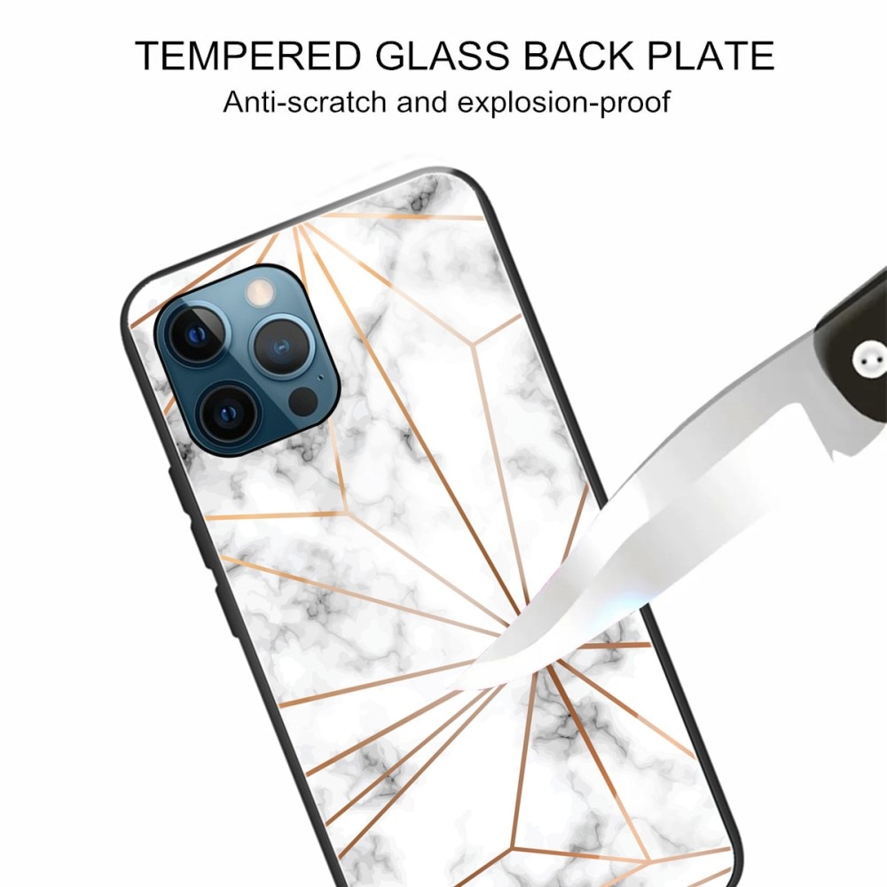 Skal Härdat Glas iPhone 13 Pro guldig marmor