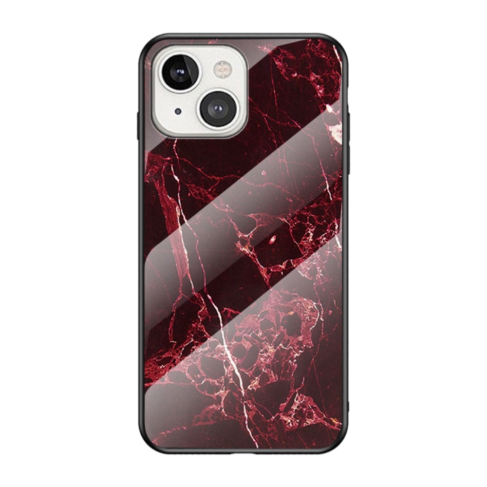 Skal Härdat Glas Apple iPhone 13 Mini röd marmor