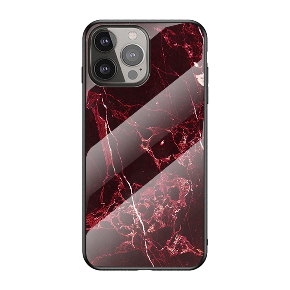 Skal Härdat Glas Apple iPhone 13 Pro röd marmor
