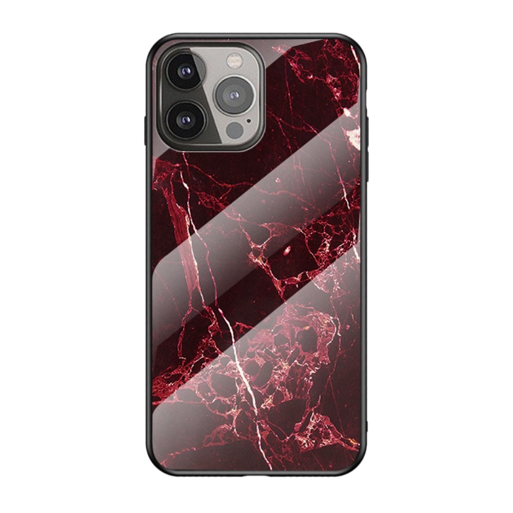 Skal Härdat Glas Apple iPhone 13 Pro Max röd marmor