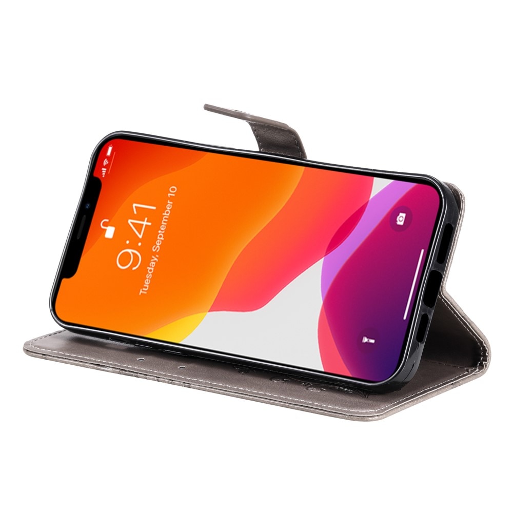 Läderfodral Fjärilar Apple iPhone 13 Pro Grå