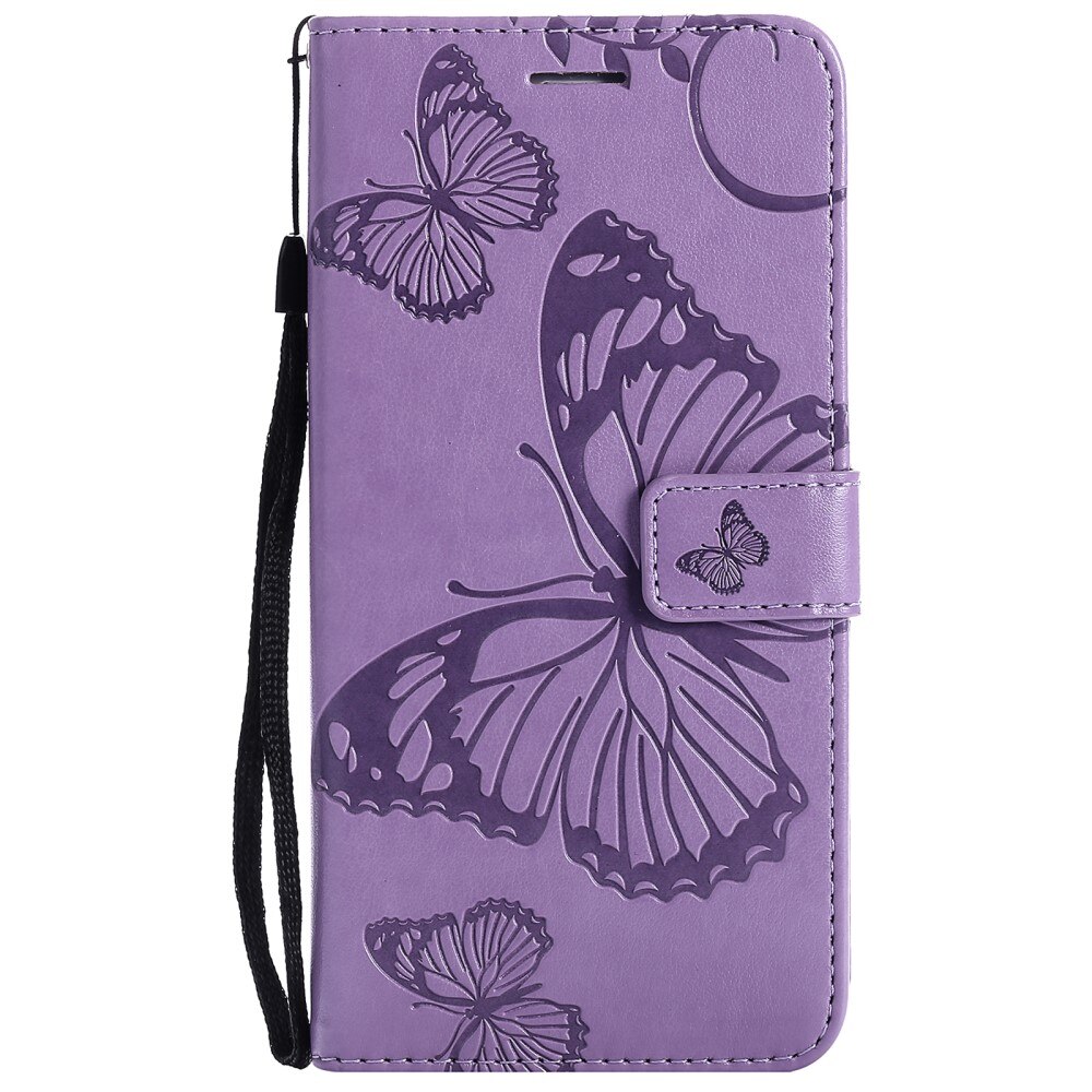 Läderfodral Fjärilar Apple iPhone 13 Pro Lila