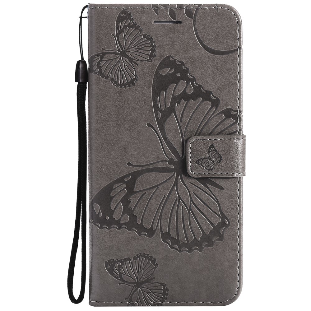 Läderfodral Fjärilar Apple iPhone 13 Mini Grå