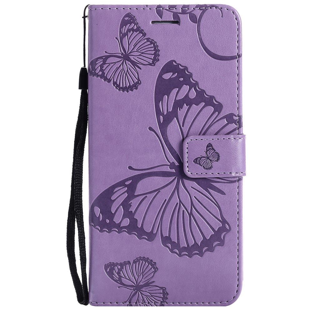 Läderfodral Fjärilar Apple iPhone 13 Mini Lila
