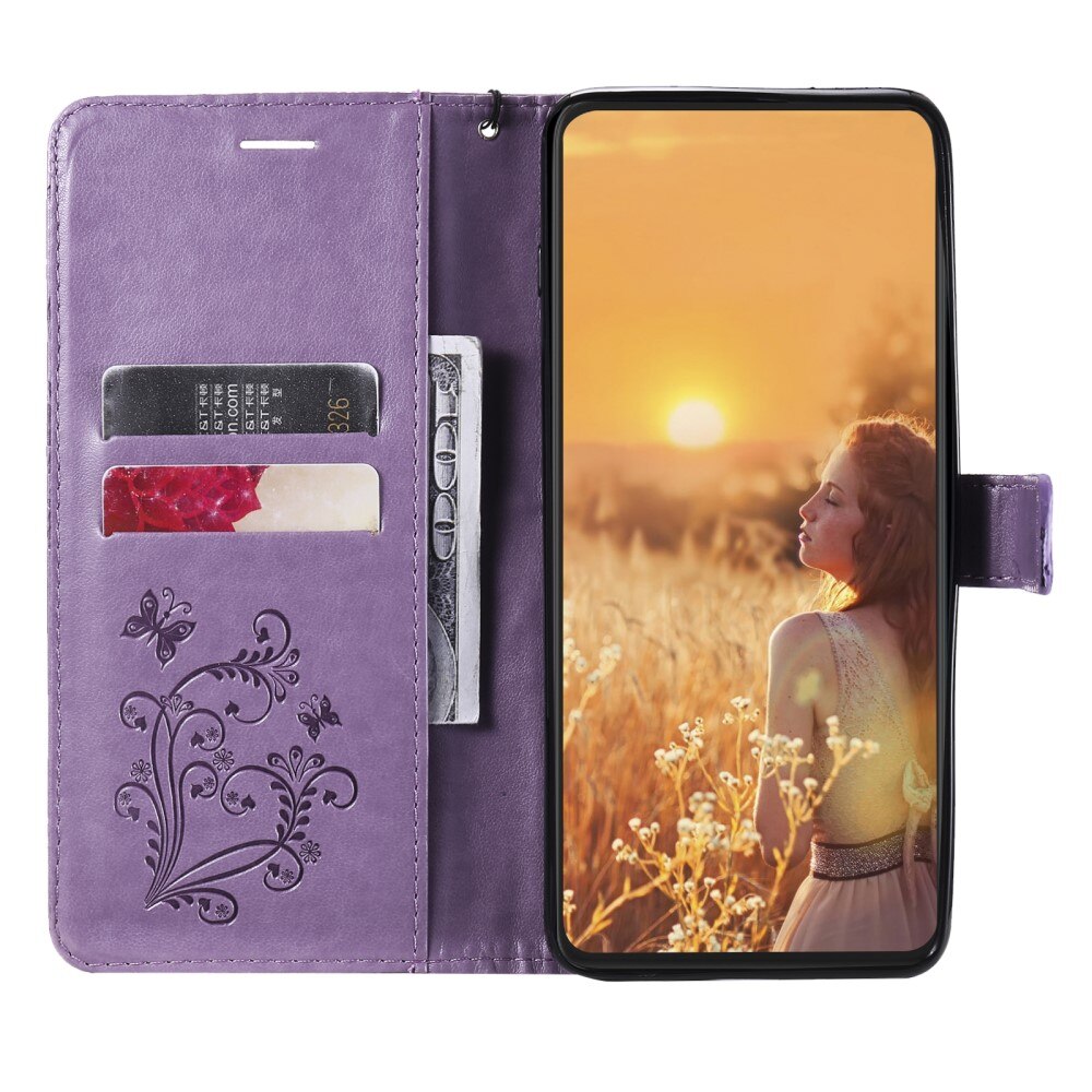 Läderfodral Fjärilar Apple iPhone 13 Mini Lila
