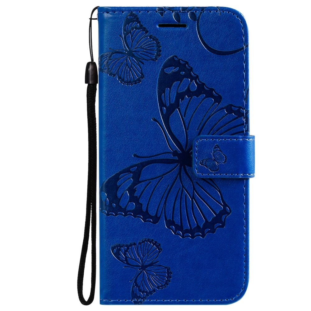 Läderfodral Fjärilar iPhone 13 Mini blå
