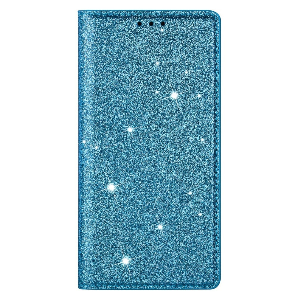 Glittrande plånboksfodral iPhone 13 blå