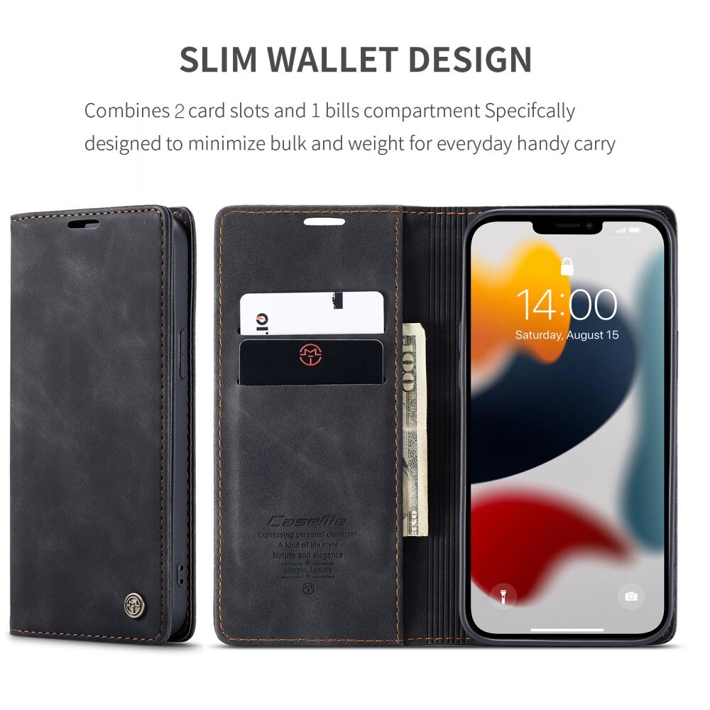 Slim Plånboksfodral iPhone 13 Pro Svart