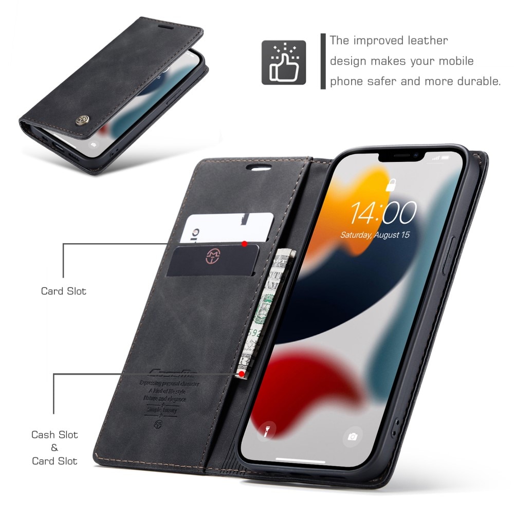 Slim Plånboksfodral iPhone 13 Pro Svart
