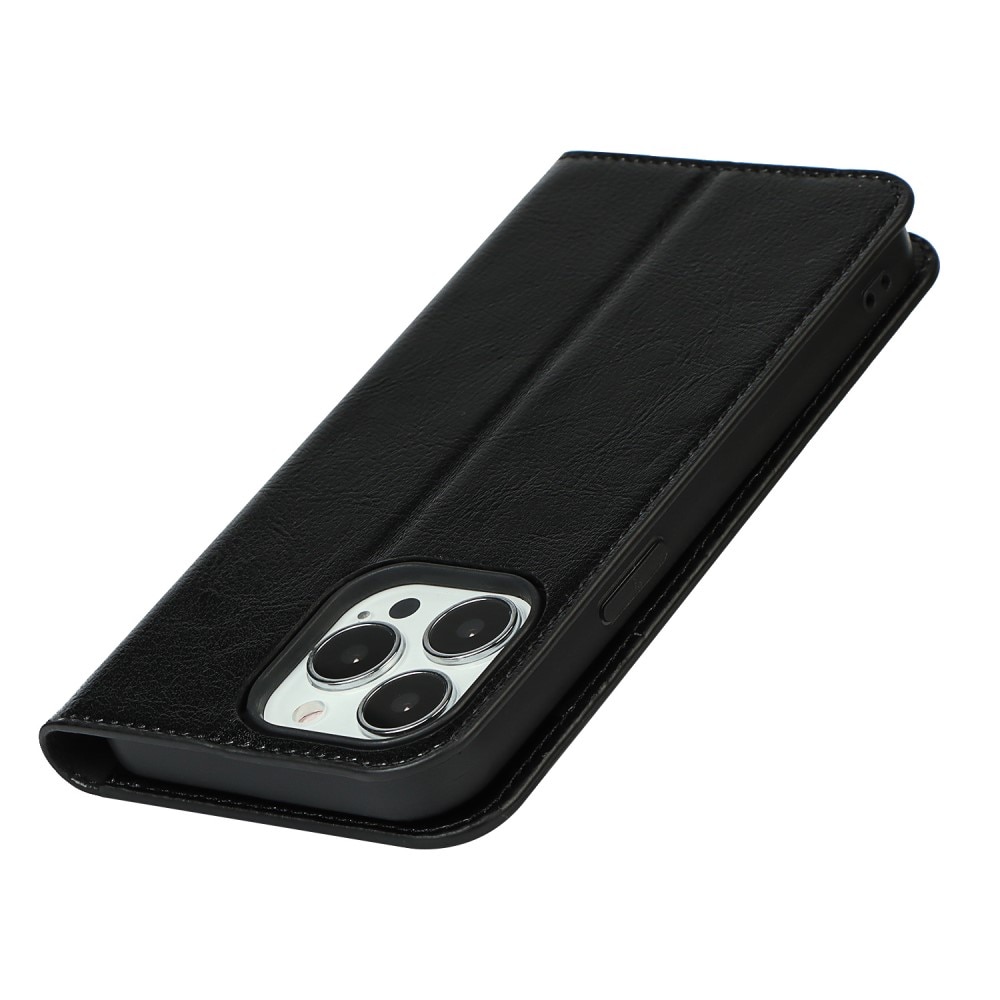 Mobilfodral Äkta Läder iPhone 13 Pro svart