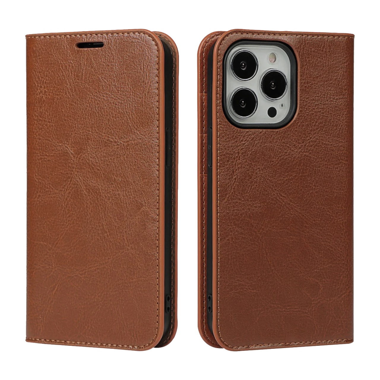 Mobilfodral Äkta Läder iPhone 13 Pro Brun