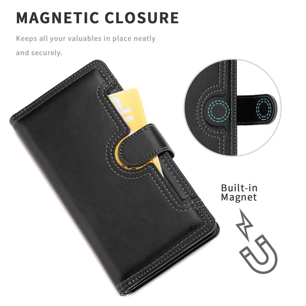 Läderplånbok Multi-slot iPhone 13 Pro Max svart
