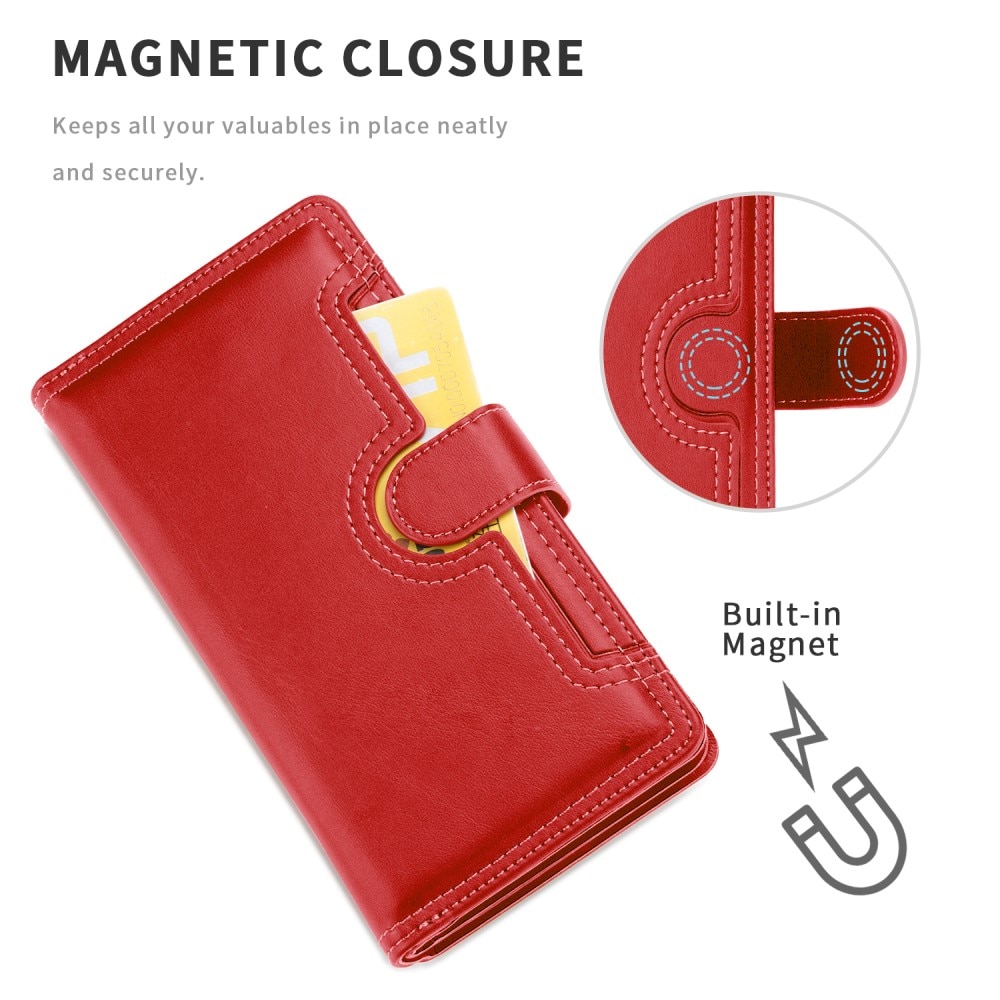 Läderplånbok Multi-slot iPhone 13 röd