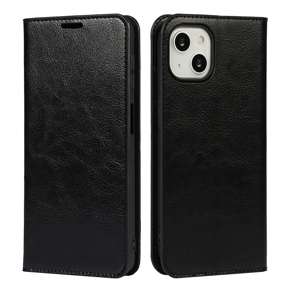 Mobilfodral Äkta Läder iPhone 13 Svart