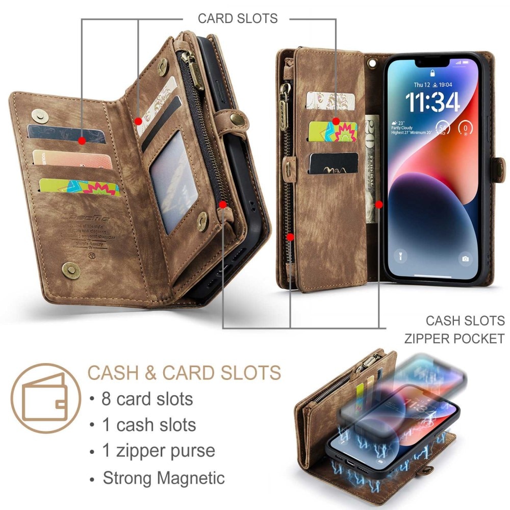 Multi-slot Plånboksfodral iPhone 13 Mini brun