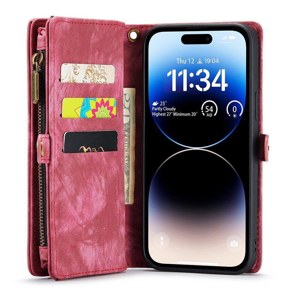 Multi-slot Plånboksfodral iPhone 13 Pro Röd