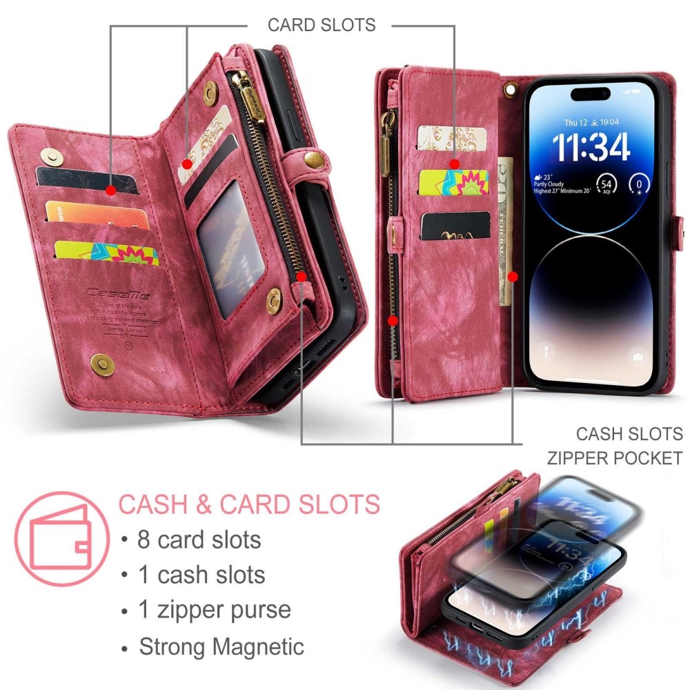 Multi-slot Plånboksfodral iPhone 13 Pro Röd