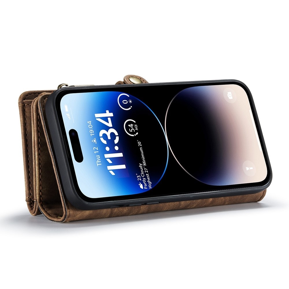 Multi-slot Plånboksfodral iPhone 13 Pro brun