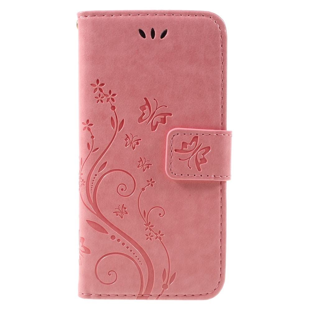 Läderfodral Fjärilar iPhone 7/8/SE rosa