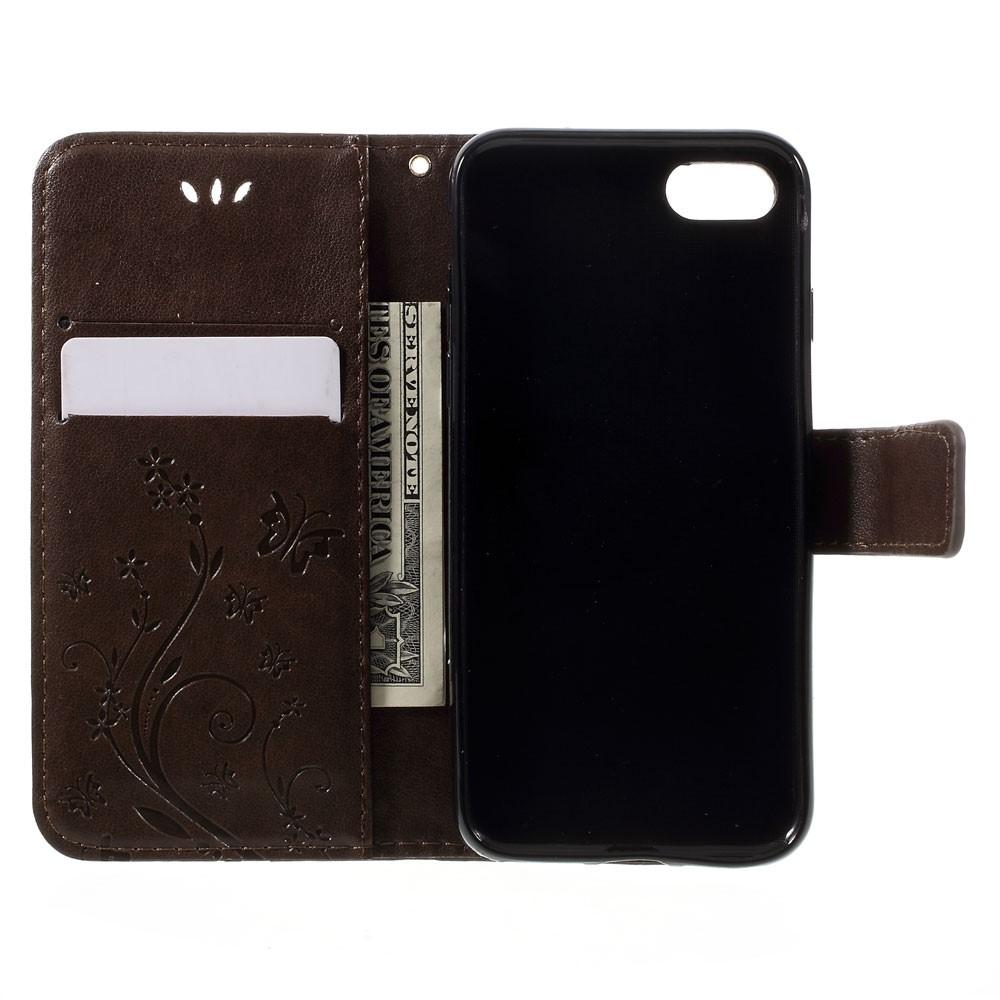 Läderfodral Fjärilar iPhone SE 2020/iPhone SE 2022/iPhone 8/iPhone 7 Brun