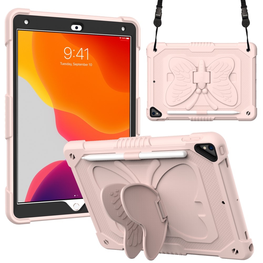 Hybridskal Fjäril med axelrem iPad 10.2 7th Gen (2019) rosa