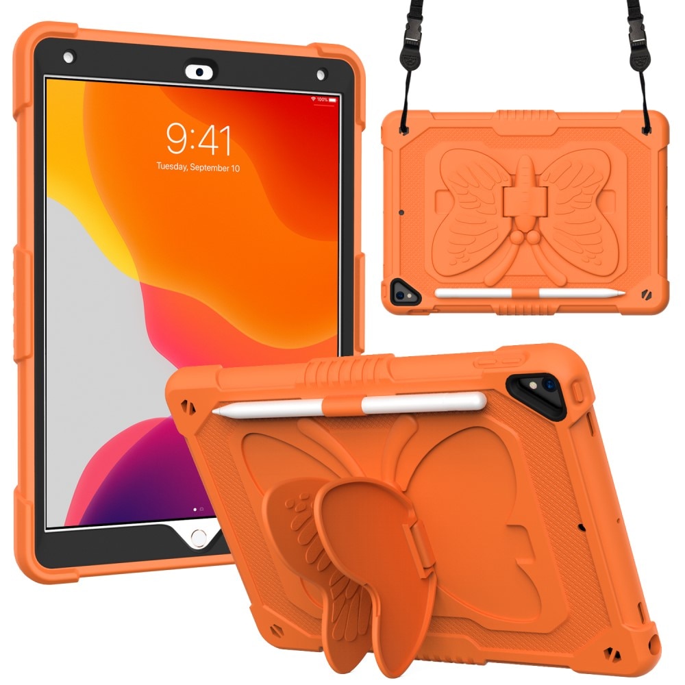 Hybridskal Fjäril med axelrem iPad 10.2 9th Gen (2021) orange