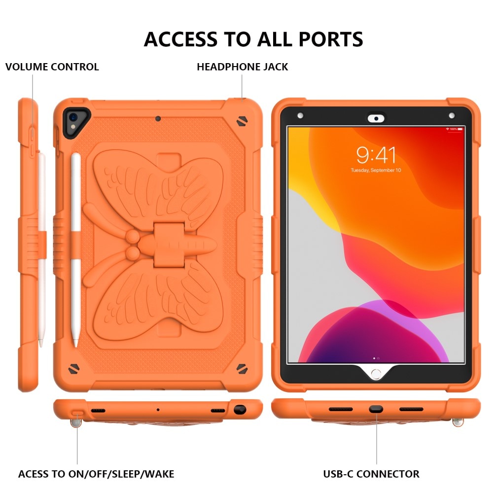 Hybridskal Fjäril med axelrem iPad 10.2 7th Gen (2019) orange
