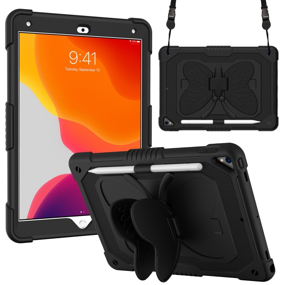 Hybridskal Fjäril med axelrem iPad 10.2 7th Gen (2019) svart