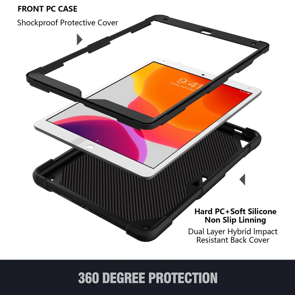 Hybridskal Fjäril med axelrem iPad 10.2 7th Gen (2019) svart