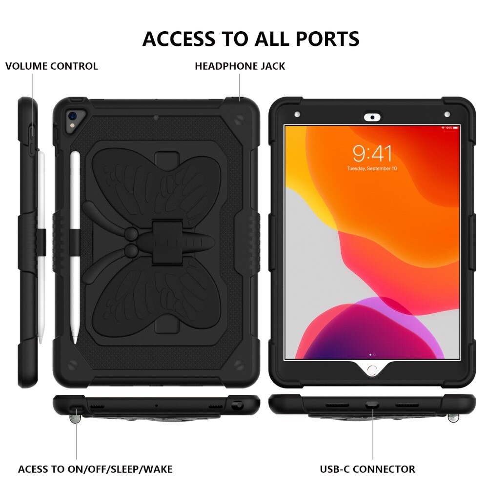 Hybridskal Fjäril med axelrem iPad 10.2 7th Gen (2019) svart