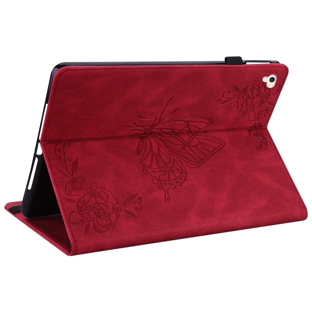 Läderfodral Fjärilar iPad 9.7 6th Gen (2018) röd