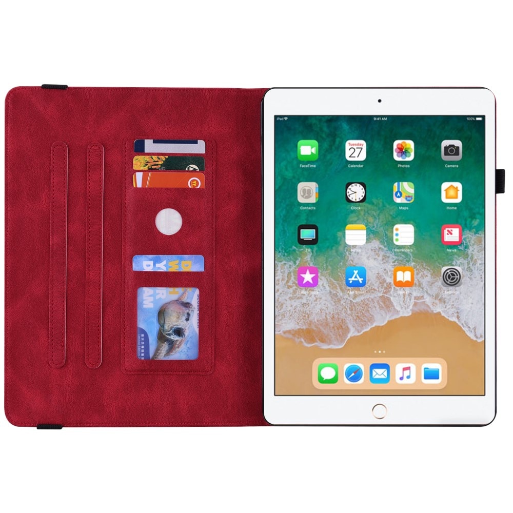 Läderfodral Fjärilar iPad 9.7 6th Gen (2018) röd