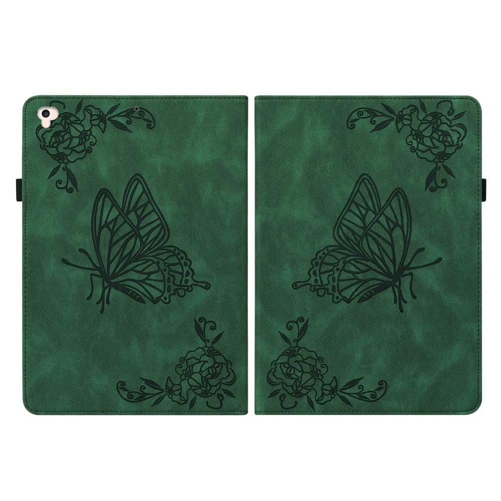 Läderfodral Fjärilar iPad 9.7 6th Gen (2018) grön