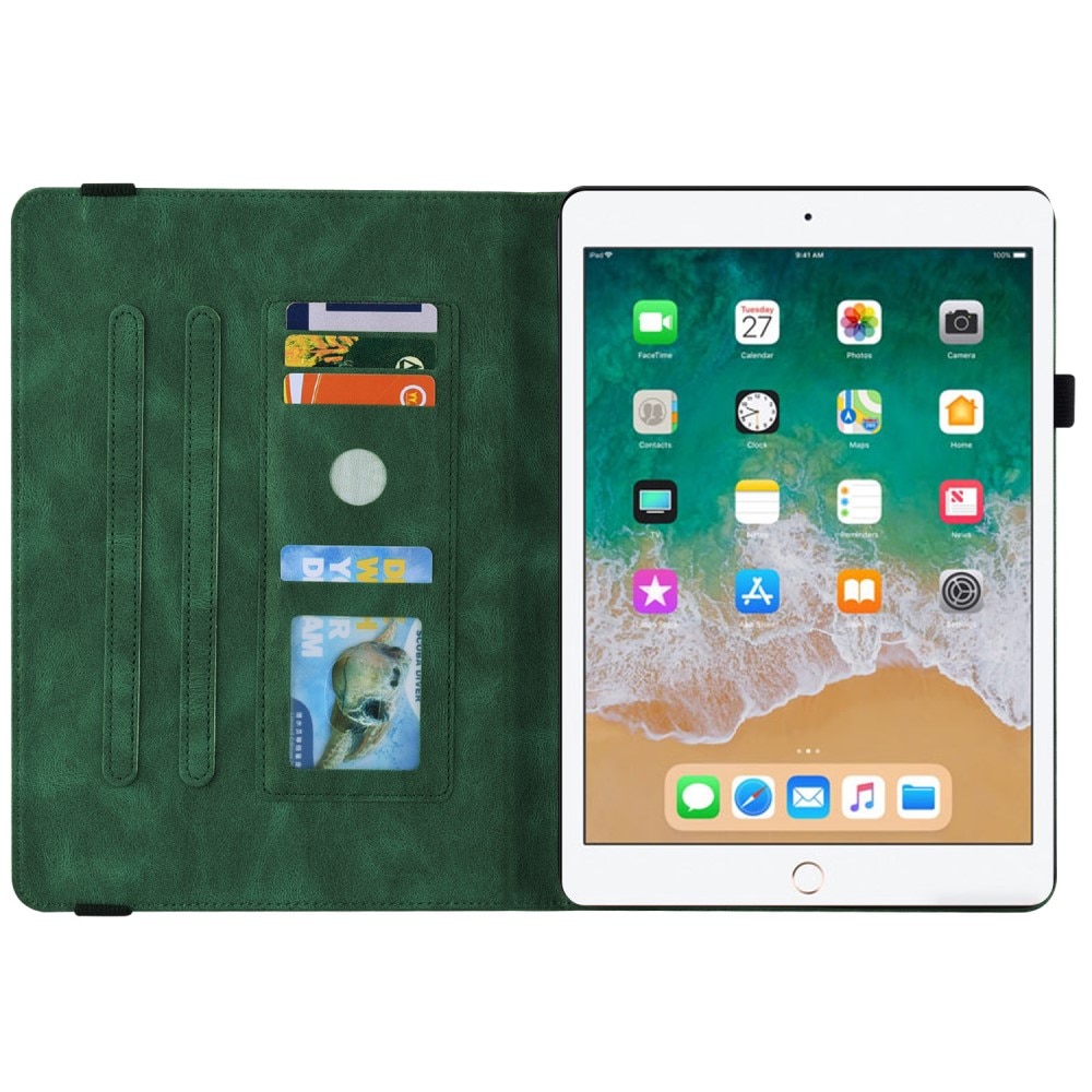 Läderfodral Fjärilar iPad 9.7 5th Gen (2017) grön