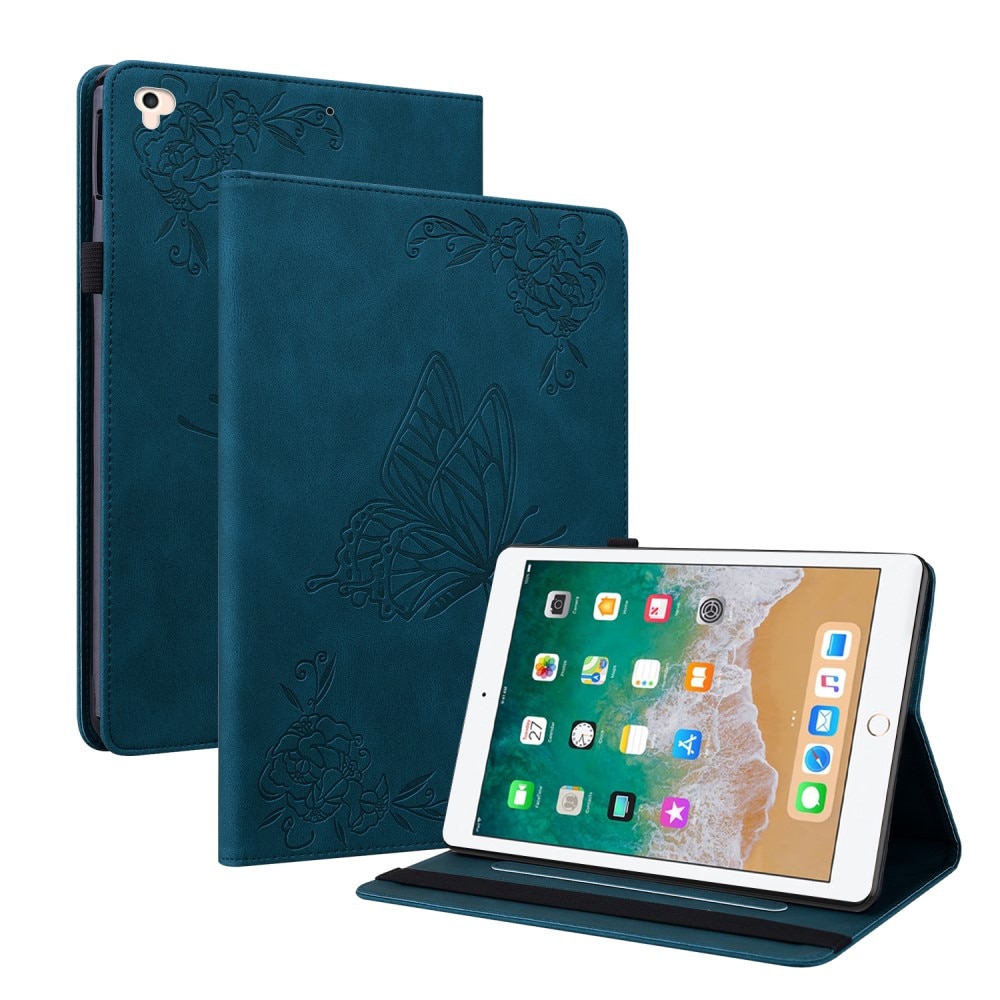 Läderfodral Fjärilar iPad Air 2 9.7 (2014) blå