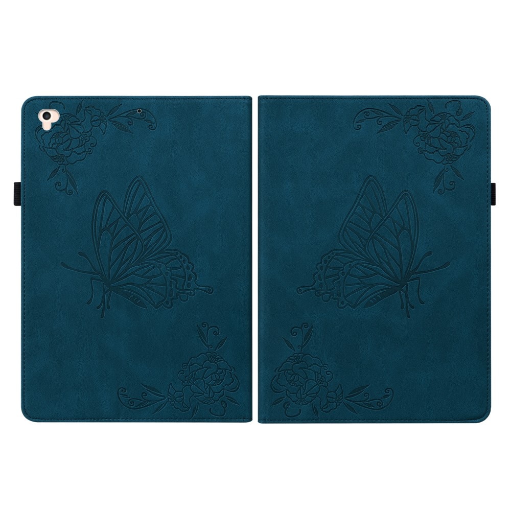Läderfodral Fjärilar iPad 9.7 5th Gen (2017) blå