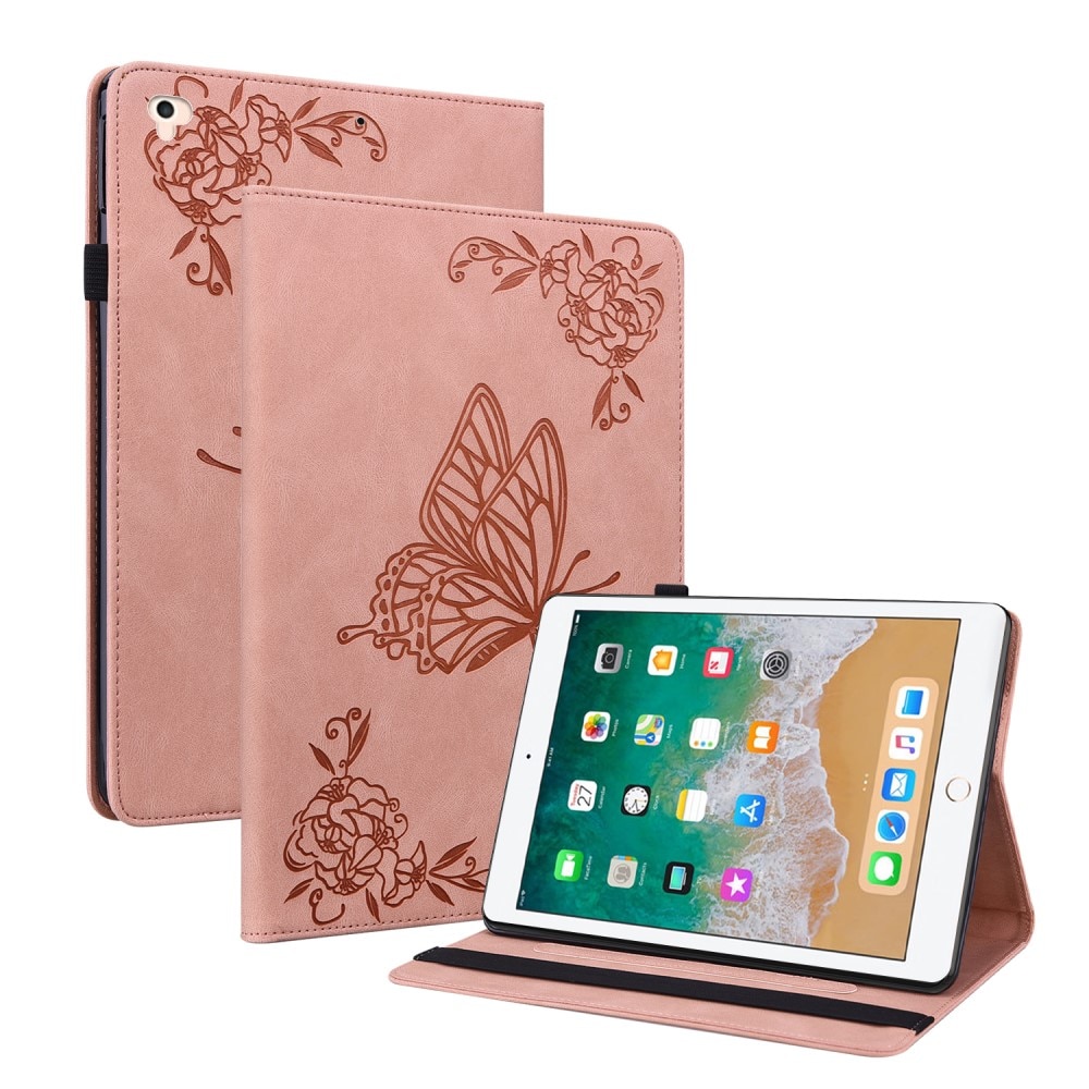 Läderfodral Fjärilar iPad 9.7 5th Gen (2017) rosa