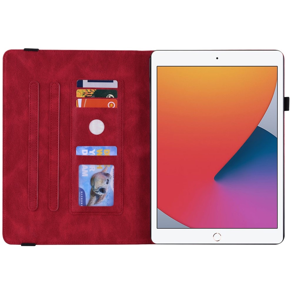 Läderfodral Fjärilar iPad 10.2 7th Gen (2019) röd