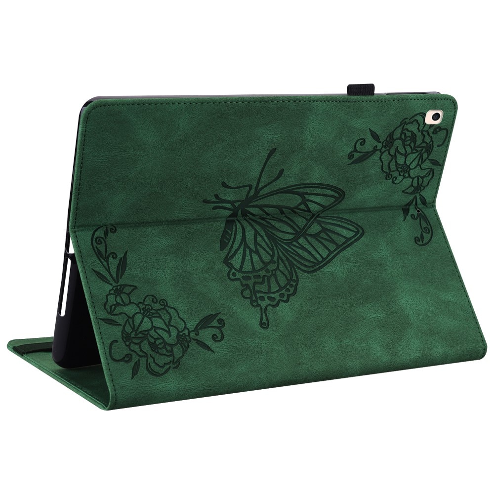 Läderfodral Fjärilar iPad 10.2 7th Gen (2019) grön