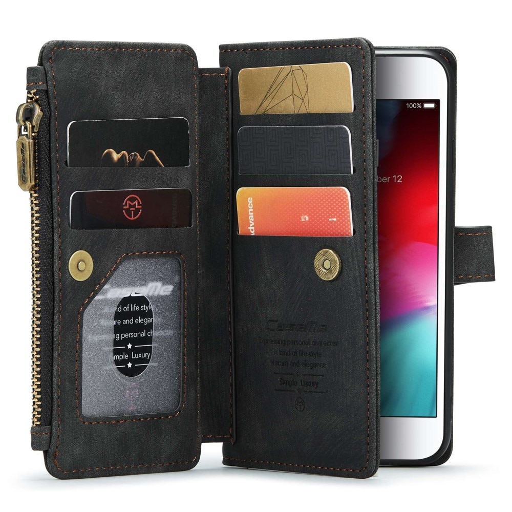 Zipper Plånboksfodral iPhone SE (2022) svart