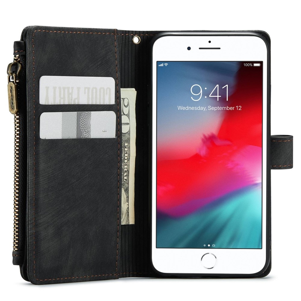 Zipper Plånboksfodral iPhone 8 svart