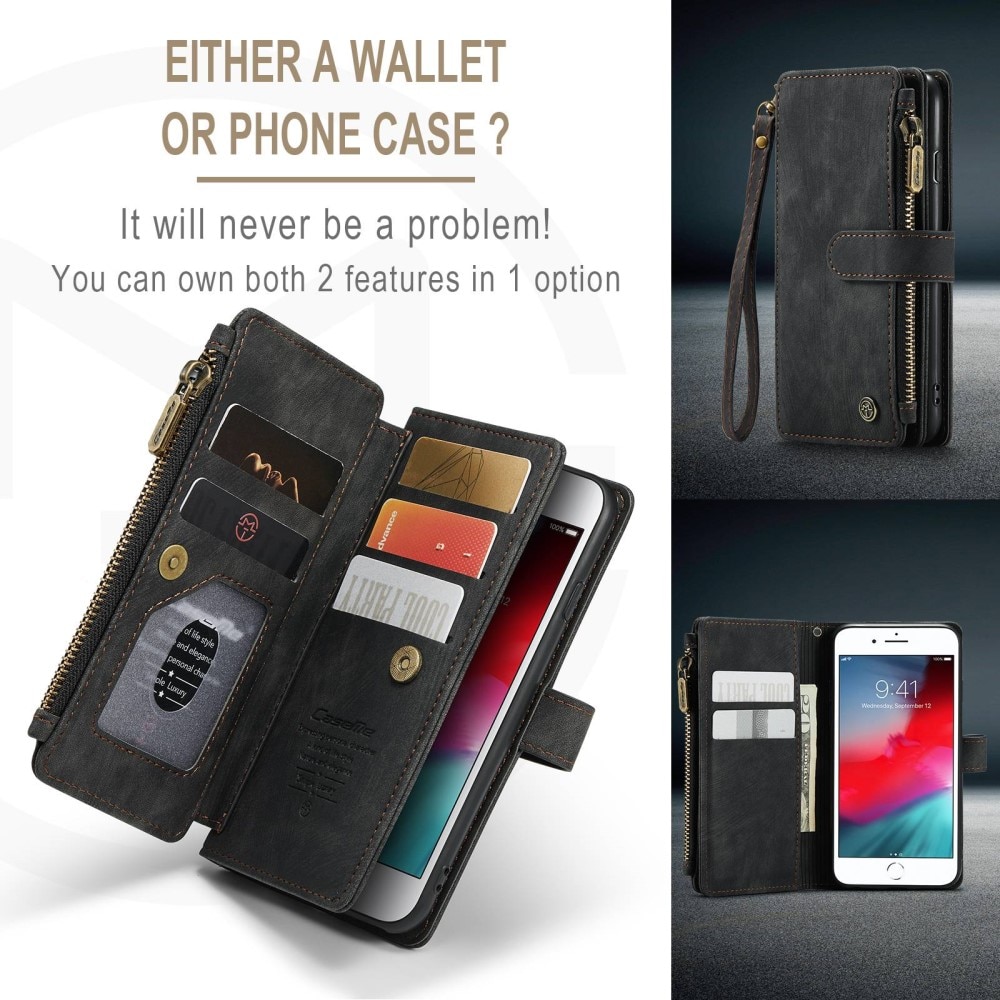 Zipper Plånboksfodral iPhone SE (2020) svart