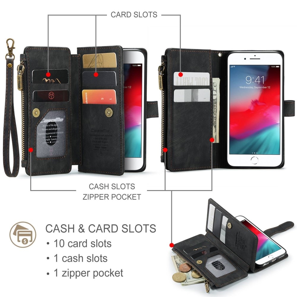 Zipper Plånboksfodral iPhone 6/6s svart