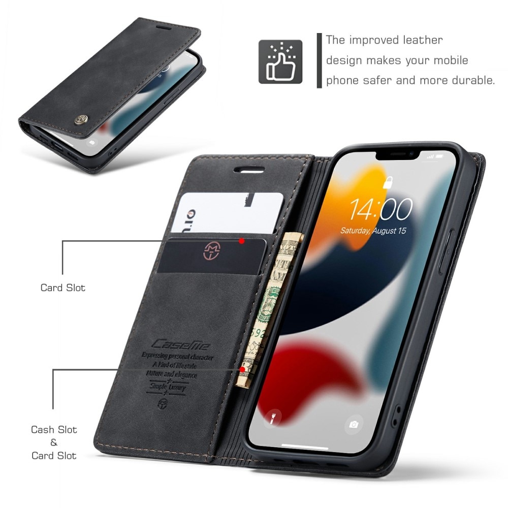 Slim Plånboksfodral iPhone 13 svart